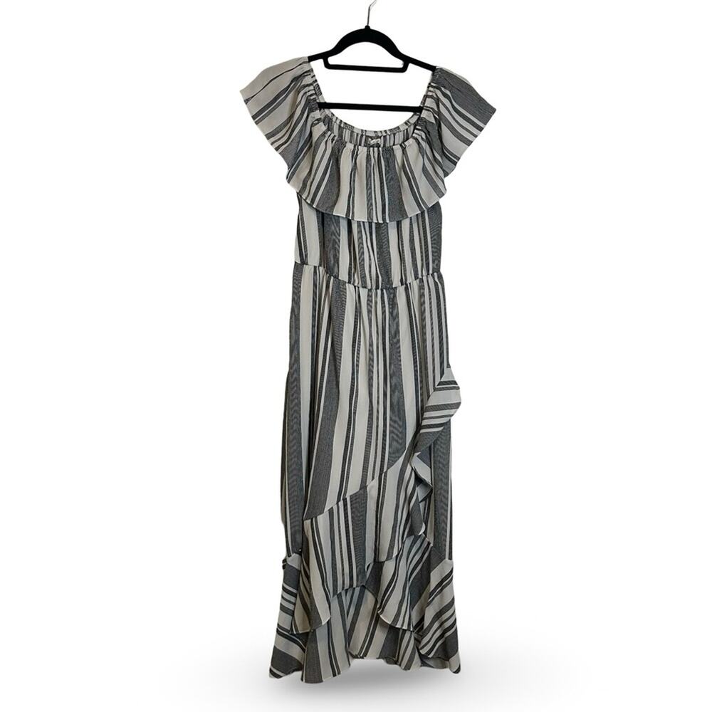 Maurices High Low Tiered Maxi Dress Size Small Prairiecore Cottagecore Stripes